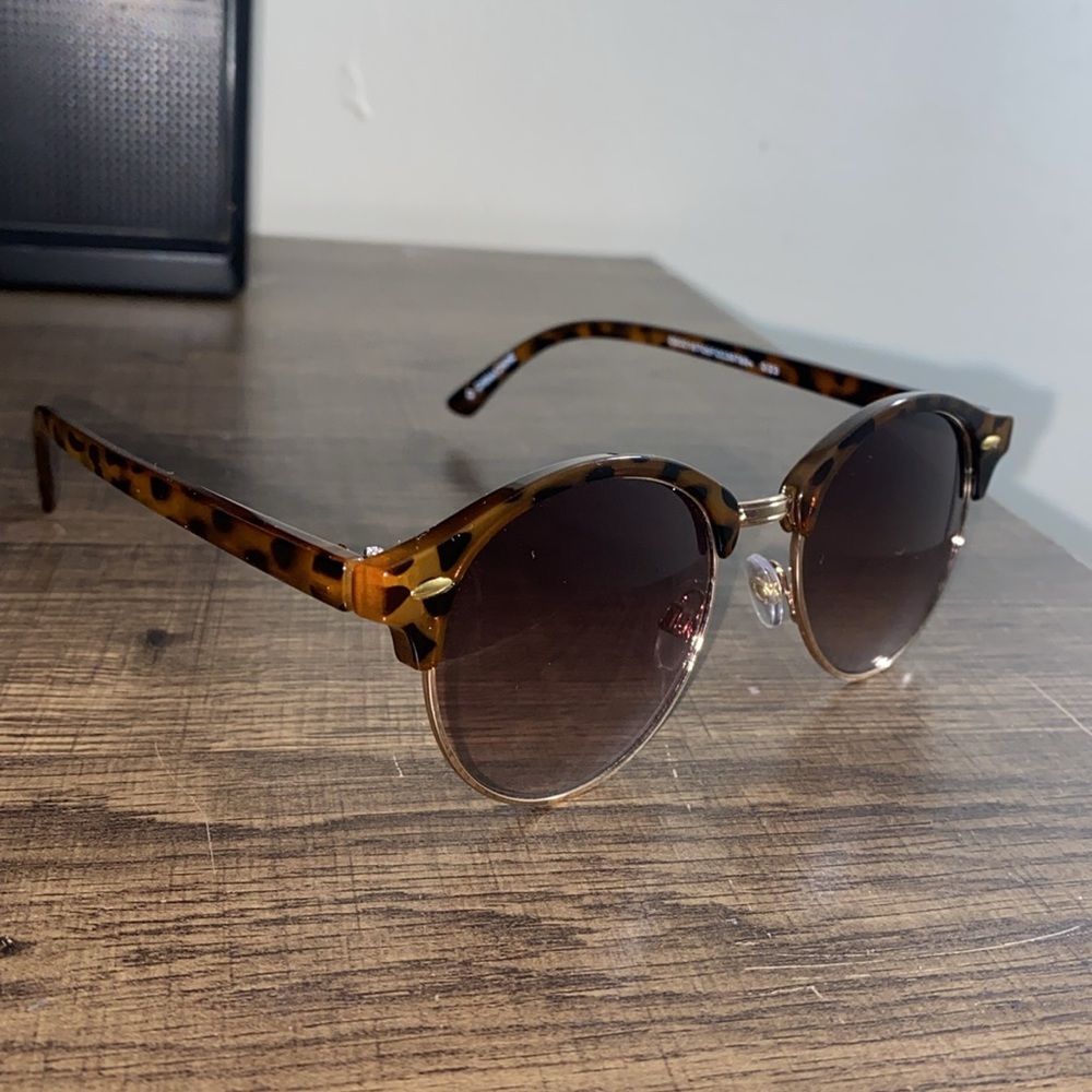 Tortoise Shell Half-Rim Sunglasses - image 3